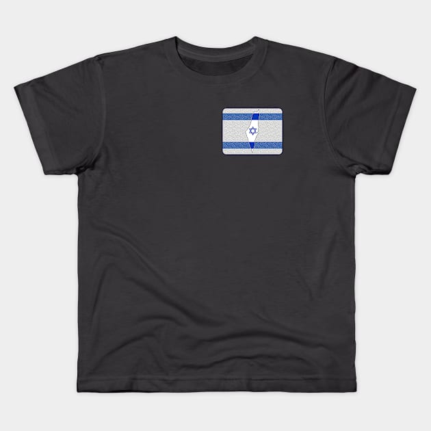 Map of Israel on Stylized Israeli Flag Kids T-Shirt by designs-by-ann